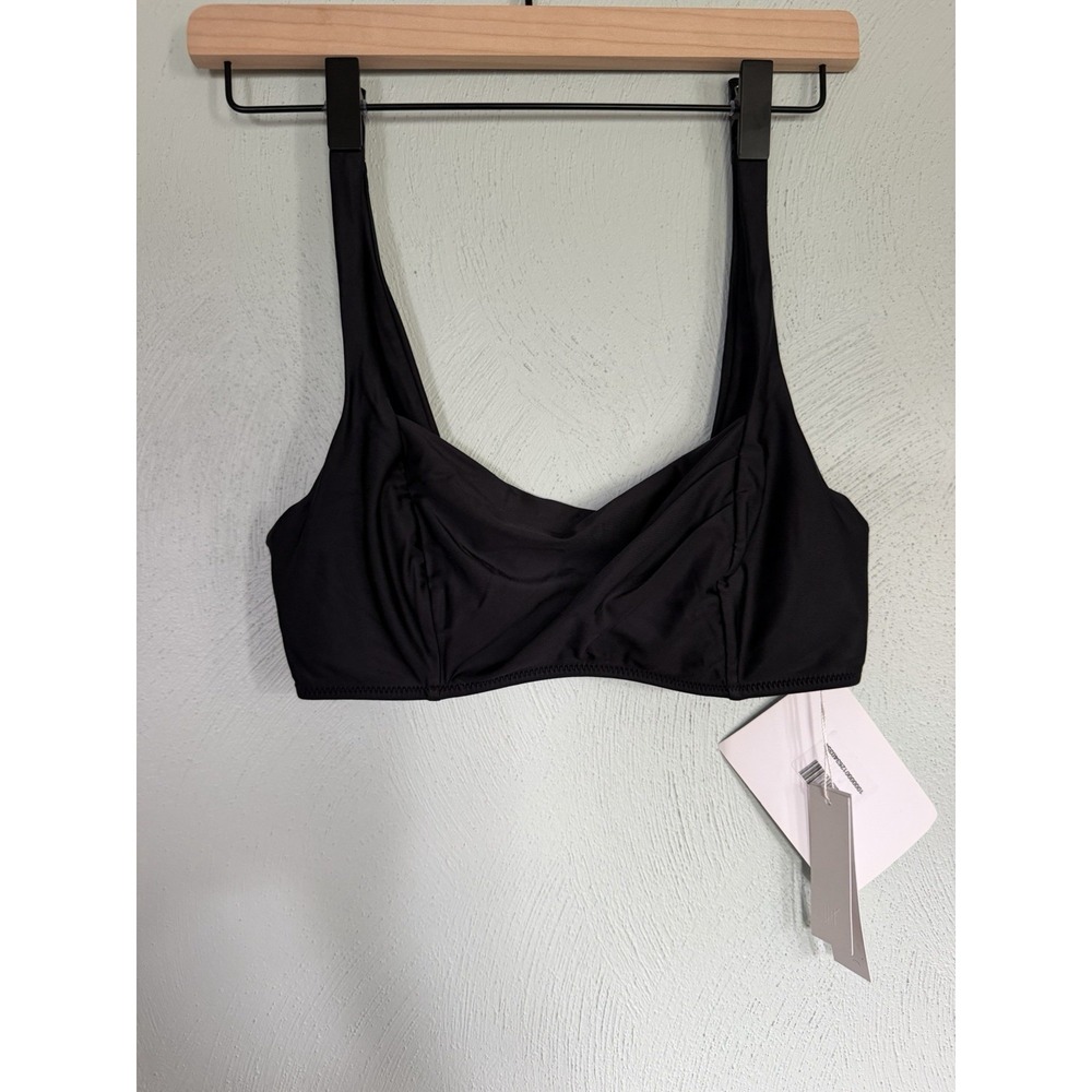 Skin Black Bikini Swimsuit Top Cowl Scoop Neck Wide Straps SK915L633 M